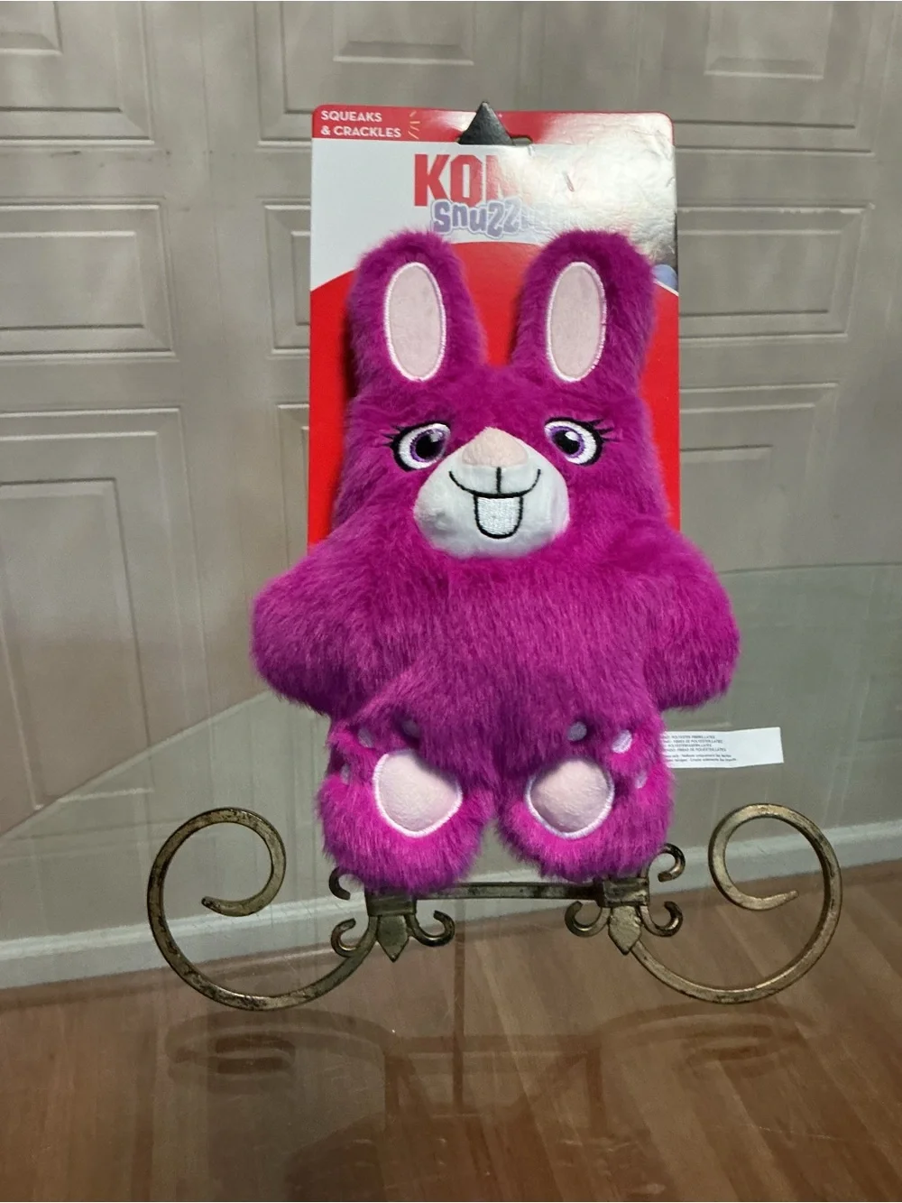 Kong Snuzzles Bunny Plush Dog Toy Squeaky Medium Crinkly Comfort